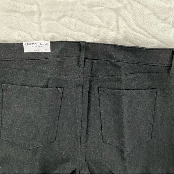 NWT Chico’s Graphite Gray Slim Leg Jean Cut Ponte Pants Sz 2R (12R) - Picture 2 of 6